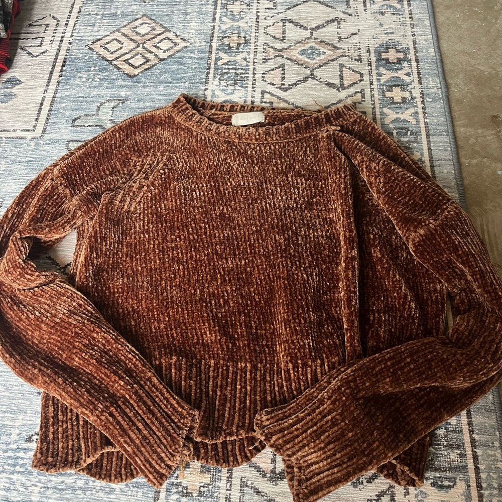 Altar’D State Elegant Chenille Brown Sweater